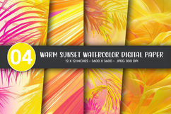 Warm Sunset Watercolor Digital Paper Product Image 1