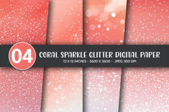 Coral Sparkle Glitter Digital Paper Product Image 1