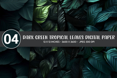 Dark Green Tropical Leaves Digital Paper Product Image 1