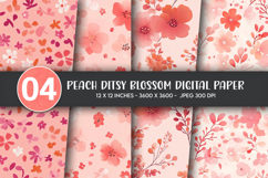 Red Pink Watercolor Floral Digital Paper Product Image 1