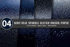 Navy Blue Sparkle Glitter Digital Paper Product Image 1