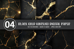 Black Gold Kintsugi Digital Paper Product Image 1