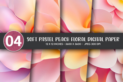 Soft Pastel Peach Floral Digital Paper Product Image 1