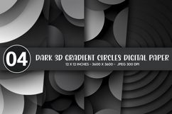 Dark 3D Gradient Circles Digital Paper Product Image 1