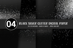 Black Silver Glitter Digital Paper Product Image 1