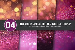 Pink Gold Bokeh Glitter Digital Paper Product Image 1