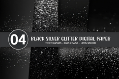 Black Silver Glitter Digital Paper Product Image 1