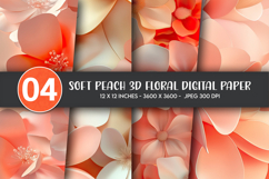 Soft Peach 3D Floral Digital Paper Product Image 1