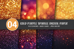 Gold Purple Sparkle Digital Paper Product Image 1
