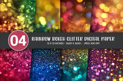 Rainbow Bokeh Glitter Digital Paper Product Image 1