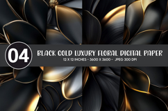 Black Gold Luxury Floral Digital Paper Product Image 1