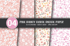Pink Dainty Floral Digital Paper Product Image 1