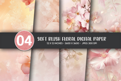 Soft Blush Floral Digital Paper Product Image 1
