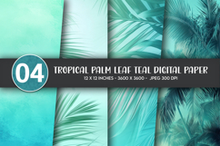 Tropical Palm Leaf Teal Digital Paper Product Image 1