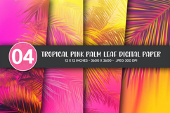 Tropical Pink Palm Leaf Digital Paper Product Image 1
