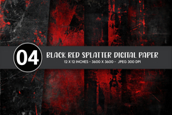 Black Red Splatter Digital Paper Product Image 1