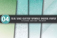 Teal Sage Glitter Sparkle Digital Paper Product Image 1
