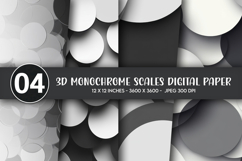 3D Monochrome Scales Digital Paper Product Image 1
