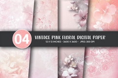 Vintage Pink Floral Digital Paper Product Image 1
