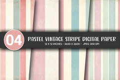 Pastel Vintage Stripe Digital Paper Product Image 1