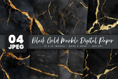 Black Gold Marble Digital Paper Product Image 1