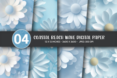 Coastal Beach Wave Digital Paper Product Image 1