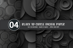 Black 3D Circle Digital Paper Product Image 1
