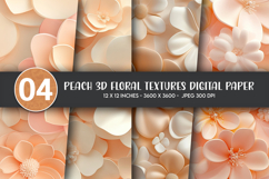 Peach 3D Floral Textures Digital Paper Product Image 1