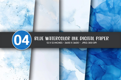 Blue Watercolor Ink Digital Paper Product Image 1