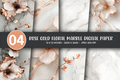 Rose Gold Floral Marble Digital Paper Product Image 1
