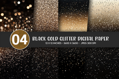 Black Gold Glitter Digital Paper Product Image 1