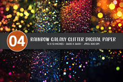 Rainbow Galaxy Glitter Digital Paper Product Image 1