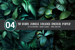 3D Dark Jungle Foliage Digital Paper Product Image 1
