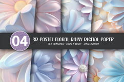 3D Pastel Floral Daisy Digital Paper Product Image 1