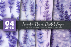 Lavender Floral Digital Paper Product Image 1