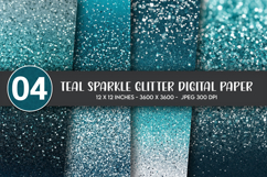 Teal Sparkle Glitter Digital Paper Product Image 1