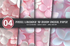Pastel Lavender 3D Bloom Digital Paper Product Image 1