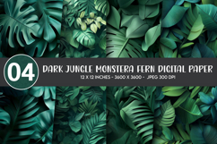 Dark Jungle Monstera Fern Digital Paper Product Image 1