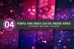 Purple Pink Bokeh Glitter Digital Paper Product Image 1