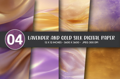 Lavender and Gold Silk Digital Paper Product Image 1