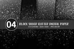 Black Silver Glitter Digital Paper Product Image 1