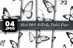 Black White Butterfly Digital Paper Product Image 1