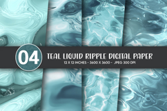 Teal Liquid Ripple Digital Paper Product Image 1
