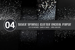 Silver Sparkle Glitter Digital Paper Product Image 1