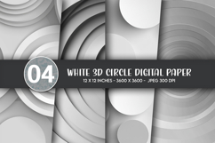 White 3D Circle Digital Paper Product Image 1