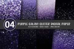 Purple Galaxy Glitter Digital Paper Product Image 1