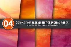Orange and Teal Abstract Digital Paper Product Image 1