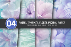 Pastel Tropical Floral Digital Paper Product Image 1