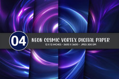 Neon Cosmic Vortex Digital Paper Product Image 1