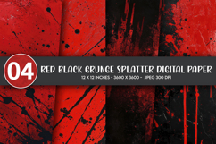 Red Black Grunge Splatter Digital Paper Product Image 1
